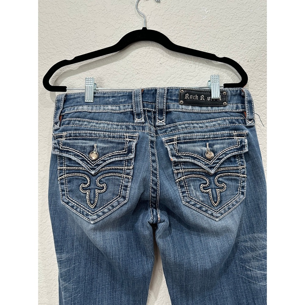 Rock Revival Celine Bootcut Jeans Womens 29 Medium Wash Distressed Blue Denim